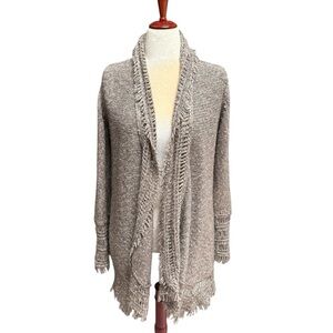 Christopher Fischer Women's Fringe Cardigan Sweater Size Large Boho Cotton Yak